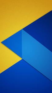 a blue and yellow triangle with a yellow triangle tablet wallpaper