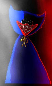 a blue cat with red eyes huggy wuggy wallpaper