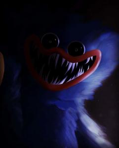 a blue monster with a big mouth huggy wuggy wallpaper