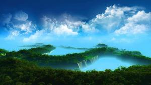 a blue sky with clouds and trees 1080p wallpaper