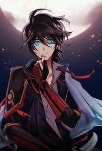 a boy with blue eyes and a sword in his hands Wallpaper