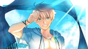 a boy with blue hair and green eyes cute anime boys wallpaper