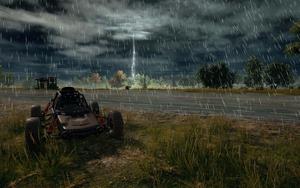 a car driving in the rain in a game pubg wallpaper
