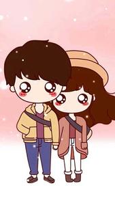 a cartoon couple standing in front of a pink background anime couple wallpaper