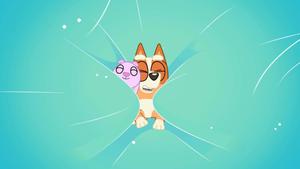 a cartoon dog is looking out of a window bluey wallpaper