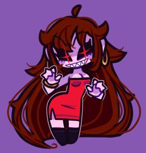 a cartoon girl with long hair and a red dress fnf wallpaper