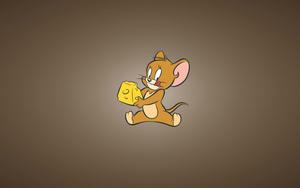 a cartoon mouse with a cheese in his mouth tom and jerry wallpaper