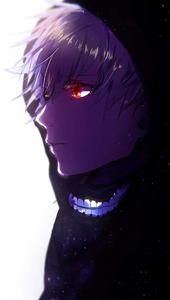 a character with red eyes and a black hood tokyo ghoul wallpaper