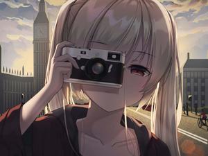 A cheerful anime girl admiring the beautiful scenery anime girl wallpaper