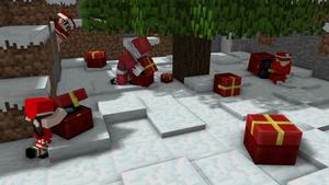 “A Christmas Snow Scene in Minecraft” Wallpaper