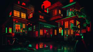 a city with neon lights aesthetic computer 4k wallpaper