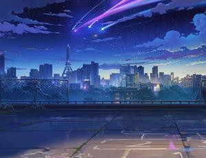 a cityscape with a rocket in the sky aesthetic computer 4k wallpaper