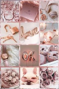 a collage of photos with rose gold and pink aesthetic collage wallpaper