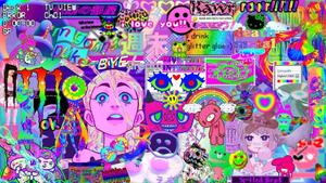 a collage of various colorful images weirdcore wallpaper