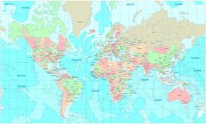 A Colored World Map with Grids world map wallpaper