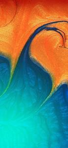 a colorful abstract painting on a blue and orange background samsung wallpaper