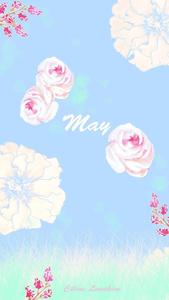 A colorful floral painting of May may wallpaper