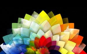 a colorful flower with clouds trippy wallpaper