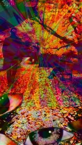 a colorful painting of a person walking through a path weirdcore wallpaper