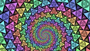 a colorful spiral with triangles in it trippy wallpaper