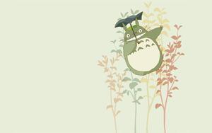 A Colorful Totoro Among Pastel Plants totoro wallpaper