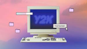 a computer with the word y2k on it y2k aesthetic wallpaper