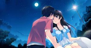 a couple kissing under the moon anime love wallpaper