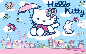 "A cute blue version of the ever popular Hello Kitty" Wallpaper
