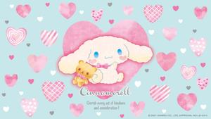 a cute little teddy bear with hearts around him cinnamoroll laptop wallpaper