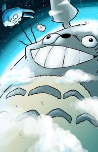 A cute Totoro creature enjoying life in the beautiful forest totoro wallpaper