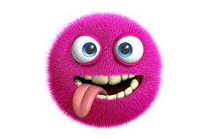 A Delightful Pink Fluffy Emoji Monster Design on a Laptop cute laptop wallpaper