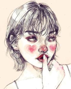 a drawing of a girl with pink lips aesthetic drawings wallpaper