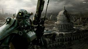A Fallout soldier ready to take on the world in power armor fallout wallpaper