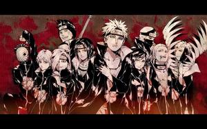 A fierce group of ninjas in Akatsuki ready for action  Wallpaper
