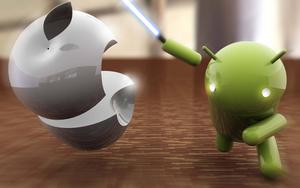 A Friendly Android Robot Taking On It's Biggest Competitor android wallpaper