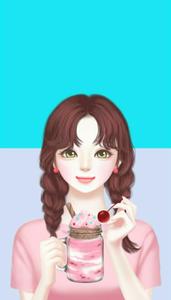 a girl holding a cup of ice cream and a spoon beautiful girl cartoon wallpaper