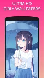a girl holding an umbrella in front of a phone