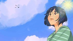 A girl standing against a mesmerizing sunset girl wallpaper