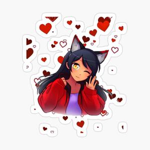 a girl with black hair and red jacket is holding hearts aphmau wallpaper