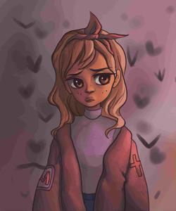 a girl with long hair and a jacket aesthetic drawings wallpaper