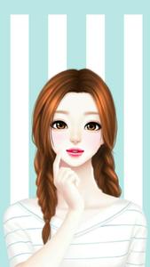 a girl with long hair and a striped shirt beautiful girl cartoon wallpaper