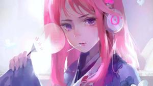 a girl with pink hair is holding a microphone cute girly girl wallpaper