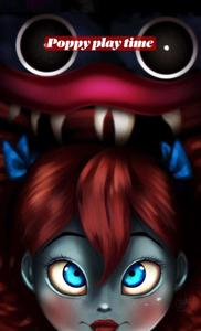 a girl with red hair and blue eyes is playing with a doll huggy wuggy wallpaper