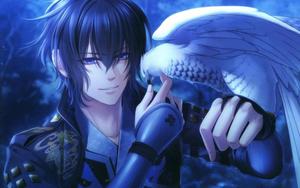 A Handsome Anime Boy Gazing At A Majestic Eagle anime boy wallpaper