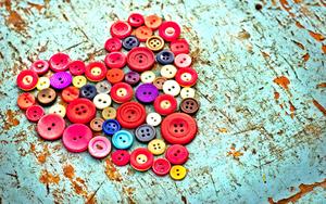a heart made of buttons on a wooden surface romantic love wallpaper