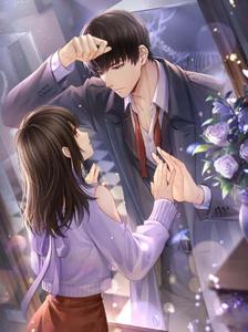 A heartwarming moment of a young anime couple anime couple wallpaper