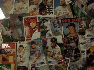 a large group of baseball cards trading wallpaper