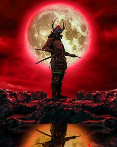 A lone samurai stands in a landscape at dusk samurai wallpaper