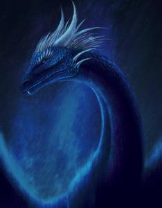 "A majestic blue dragon stares head on"  Wallpaper