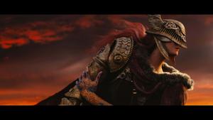 A majestic scene from Elden Ring game featuring a warrior looking at a cosmic tree elden ring wallpaper